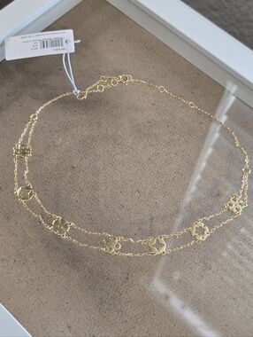 TORY BURCH Gold Floral & Star Double-Layer Necklace